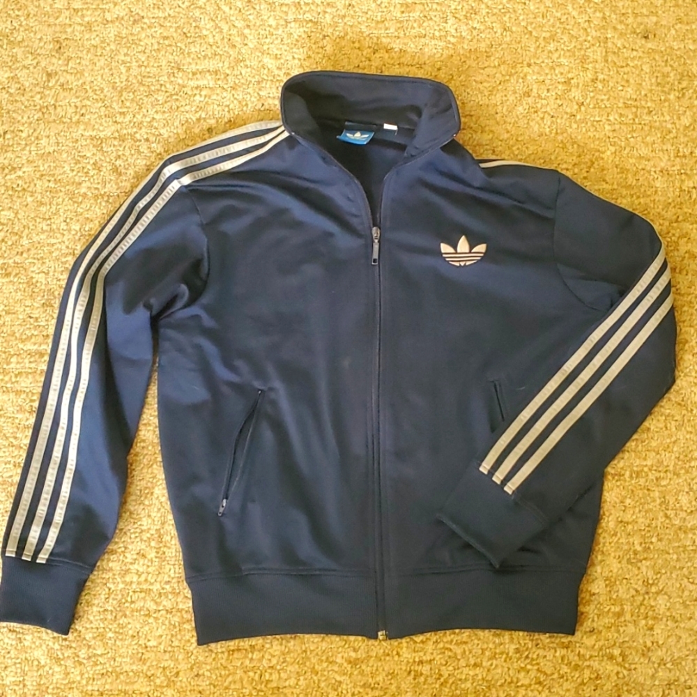 Adidas track jacket vintage trefoil blue and grey
